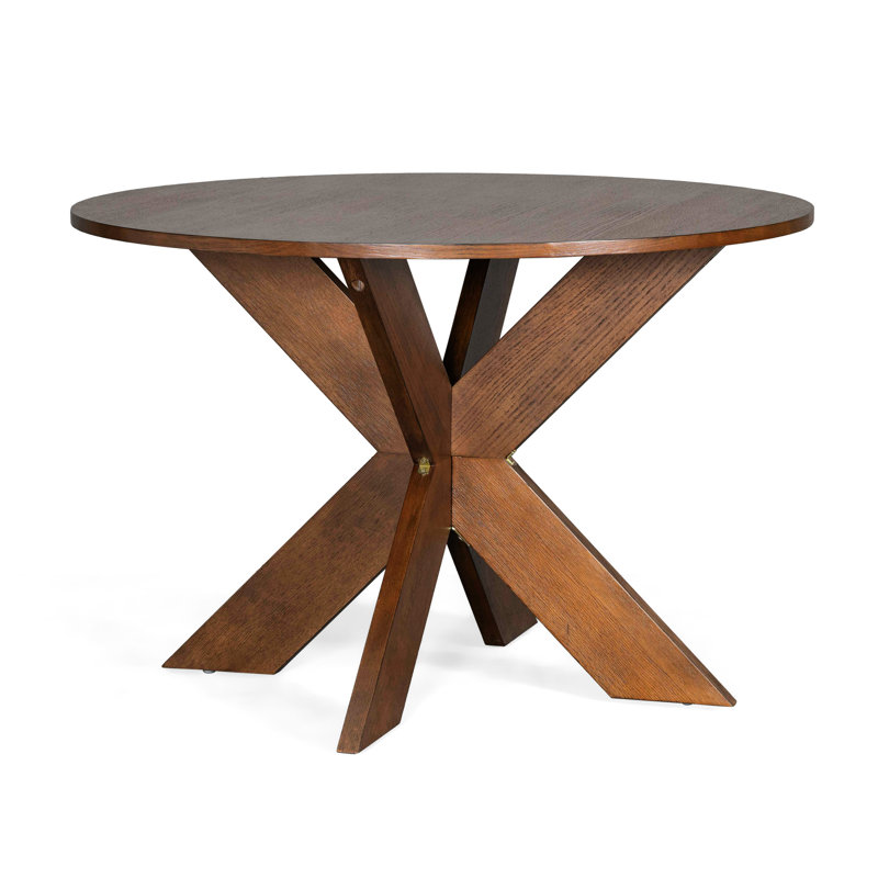 Table de cuisine ronde moderne en cerisier, idéale pour différentes tailles de pièce, 5 places assises, structure stable, fondation à assemblage rapide, temps réduit, dégagement maximal pour les jambes