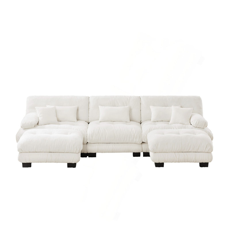 Canapé modulaire Luxury Luxury, Blanc, H 35,4 po x l 133,8 po x P 36 po