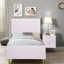Table de chevet gracieuse rose très brillante avec 2 tiroirs, motif ondulé et pieds robustes
