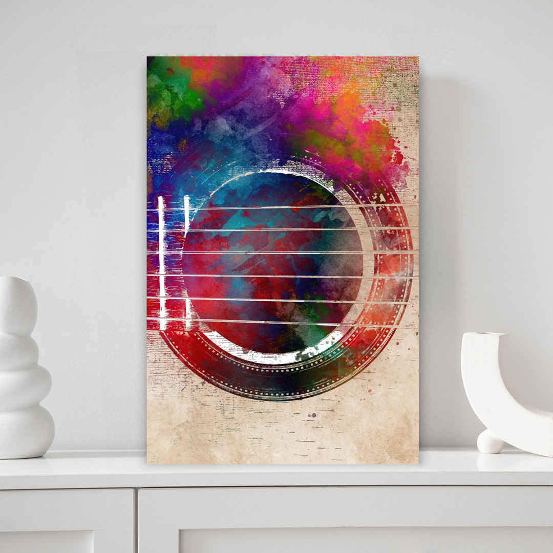 Vibrant Watercolor Guitar Abstract Contemporary Wall Art Print