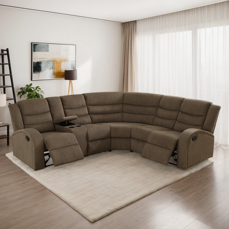 Canapé modulaire inclinable manuel en tissu 170 pièces 3 pièces avec console et porte-gobelets