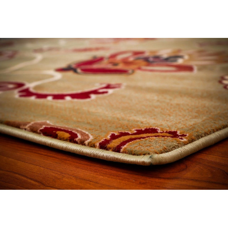 Tapis décoratif d’intérieur/d’extérieur à motif floral vert Murphysboro, Rectangle 2 pi x 3 pi