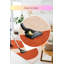 Tapis décoratif à motif géométrique orange et beige-33014887