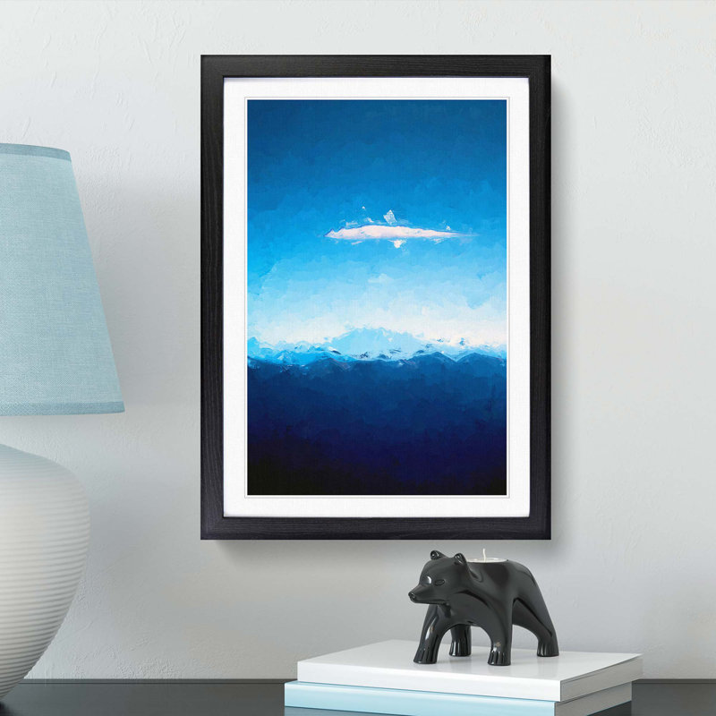 Mountain Cloud in Abstract - Picture Frame Painting Print, 87cm H x 62cm W x 2cm D, Black Framed