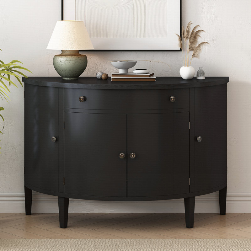 Armoire de rangement incurvée en placage de bois massif Fraxinus Mandschuric, tablettes réglables, convient, Noir