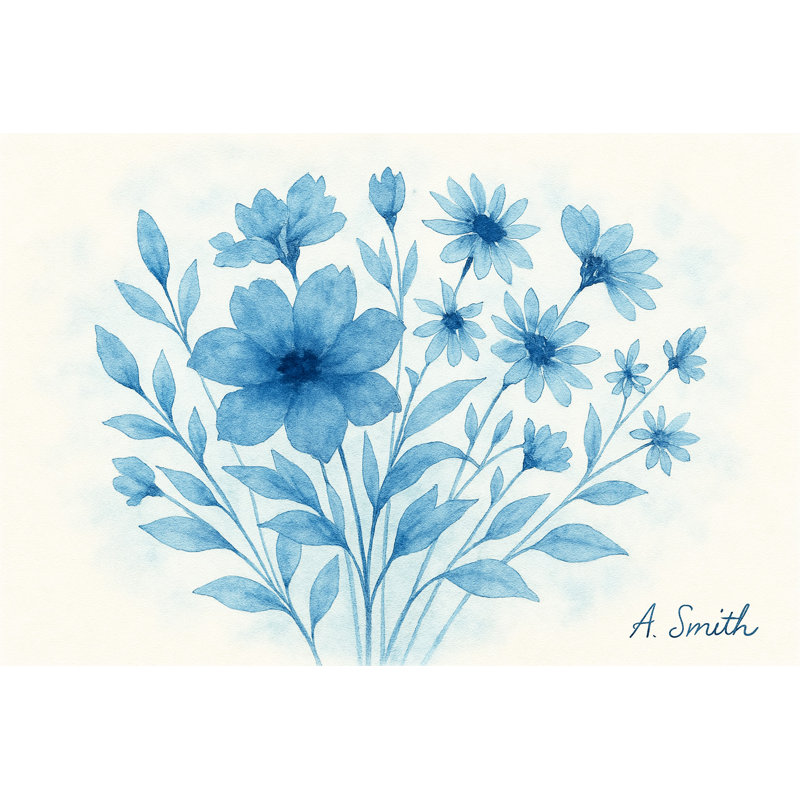 Mélange de fleurs bleues - impression sur toile tendue