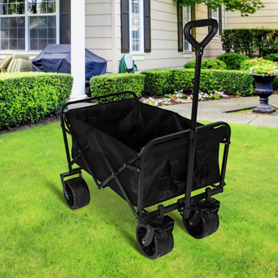 100L Collapsible Folding Beach Wagon Cart With 220Lbs Large Capacity, Wagons Carts Heavy Duty Foldable With Big Wheels For Sand, Garden, Camping -  Go Peak Track, GTKLCY05606