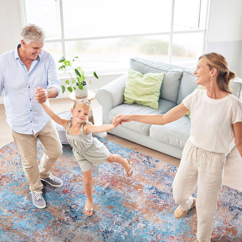 Washable Area Rug Runner 2'6''X10', Low-Pile Non-Slip Non-Shedding, For Living, Bedroom, Kitchen, Dining, & Pet , , Multi Conversion Non-Slip, Living Room, Shade