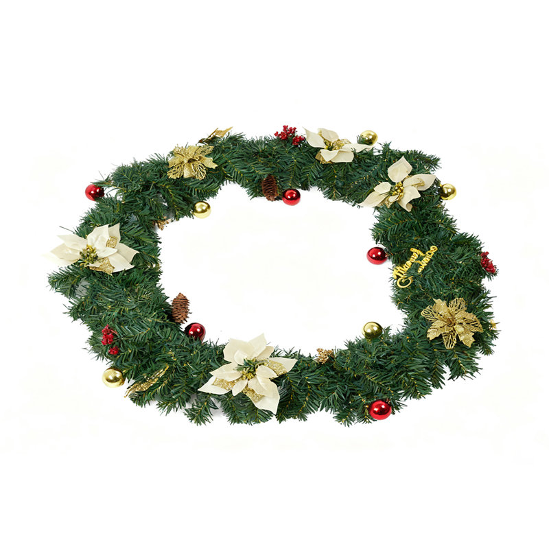 10cm Wreath, Gold/Green/Red