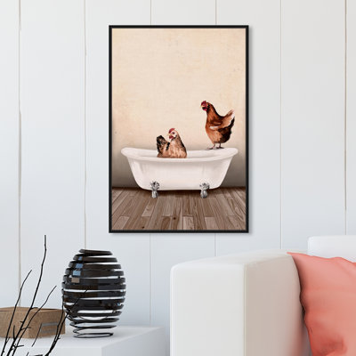 " Bath And Laundry Rustic Chicken Bathroom III, Cabin / Lodge White " by Oliver Gal