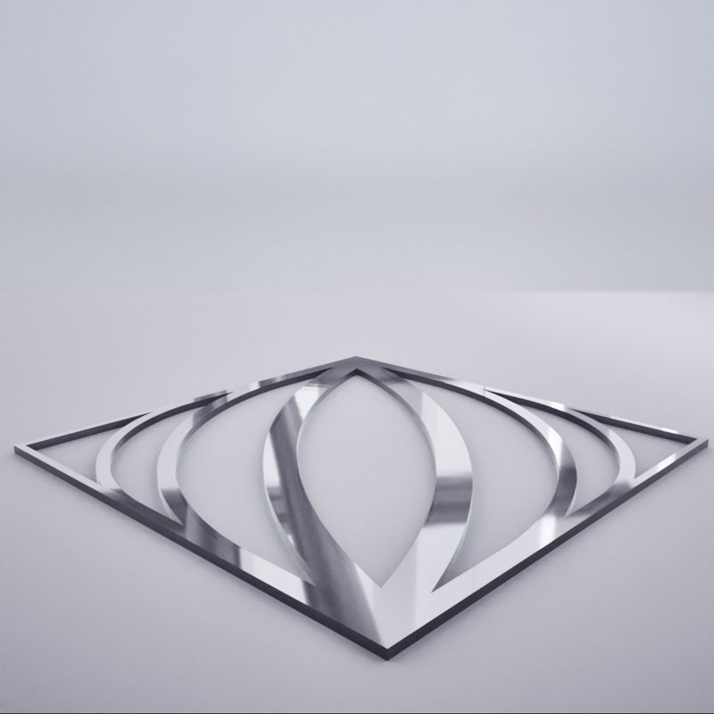Otis Decorative Fretwork Acrylic Wall Panels, Extra Small, 7 3/8"W x 7 3/8"H x 1/8"T, Silver Mirror, Silver