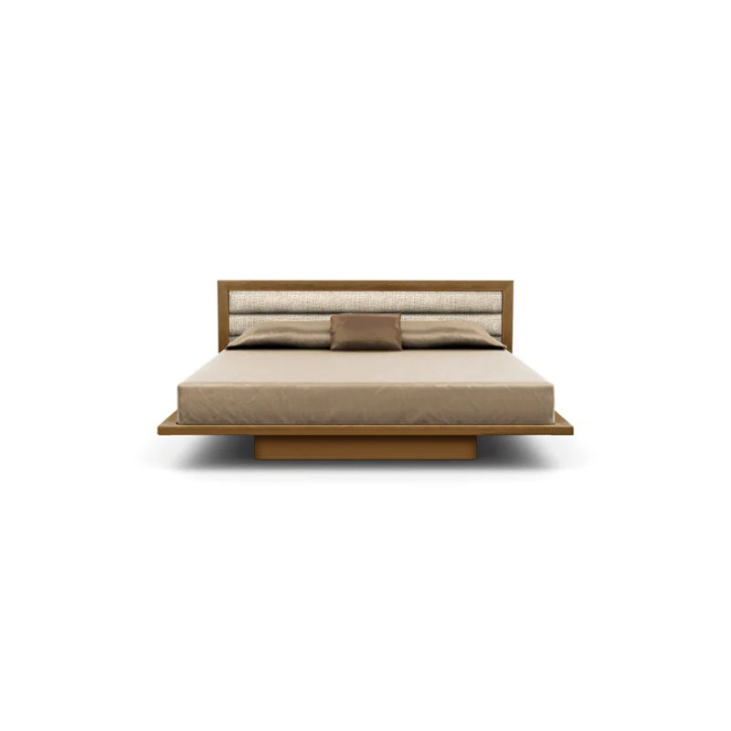 Moduluxe 29" Bed with Upholstered Headboard, California King, Saddle Cherry, Hemp Fabric