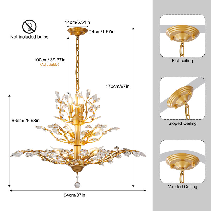 Jamei 11 - Light Dimmable Empire Chandelier, Gold