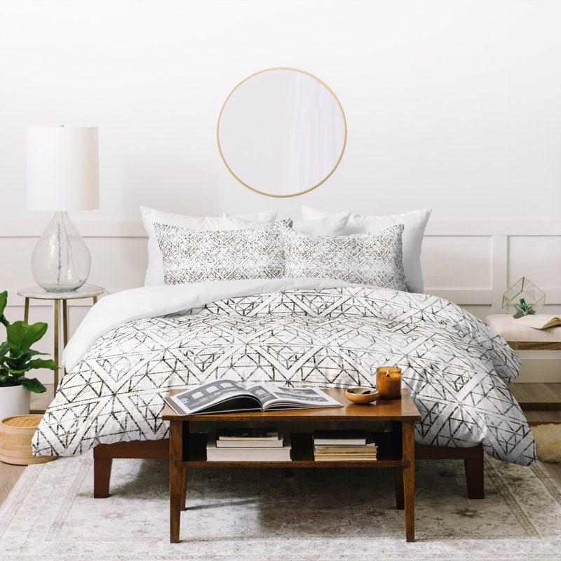 Rustic Polyester Geometric Shapes Duvet Cover, King Duvet Cover + 2 Shams