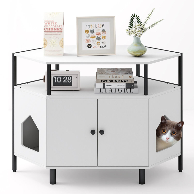 Adriah Litter Box Enclosure, White