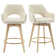 Lovetro Swivel Full Back Linen Upholstered 26.8"H Counter Stool with Solid Wood Frame and Arms