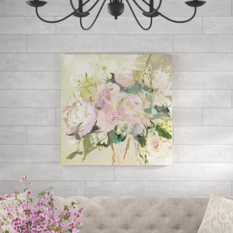 "Pivoines avec sauge" par Marilyn Hageman - reproduction d'art sur toile, H 36 po x l 36 po
