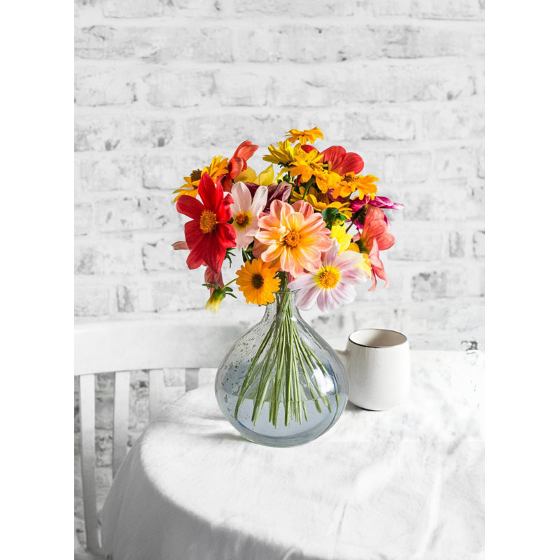 Ebern Designs 7 ", grands vases en verre gris pour plantes à ouverture 2", vases mouchetés transparents à motif floral transparent pour la décoration de la maison, les centres de table, les décorations de mariage et les événements
