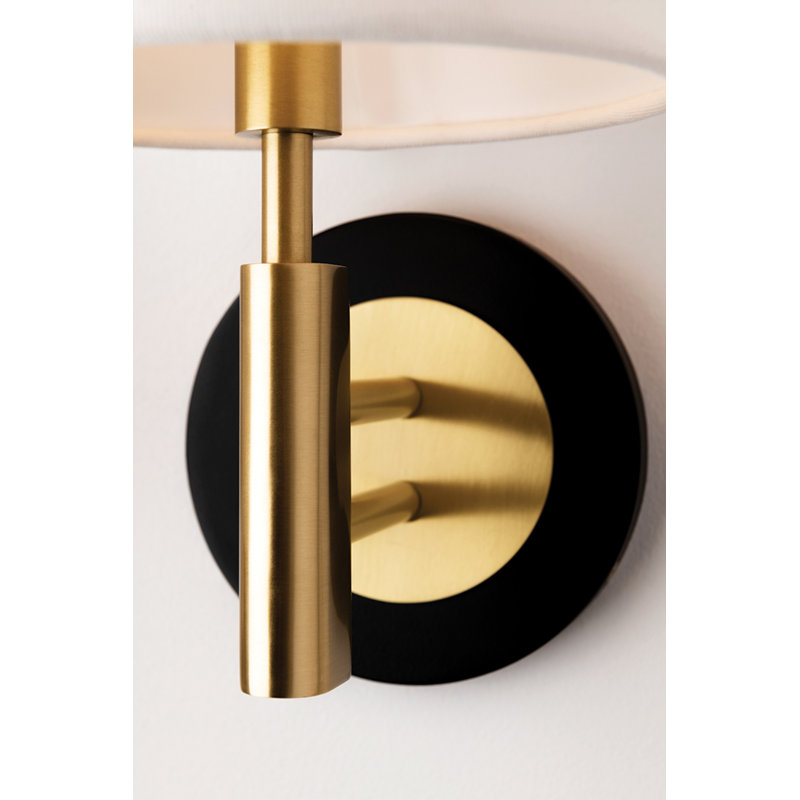 Robbie Steel Candle Wall Light, Aged Brass/Black