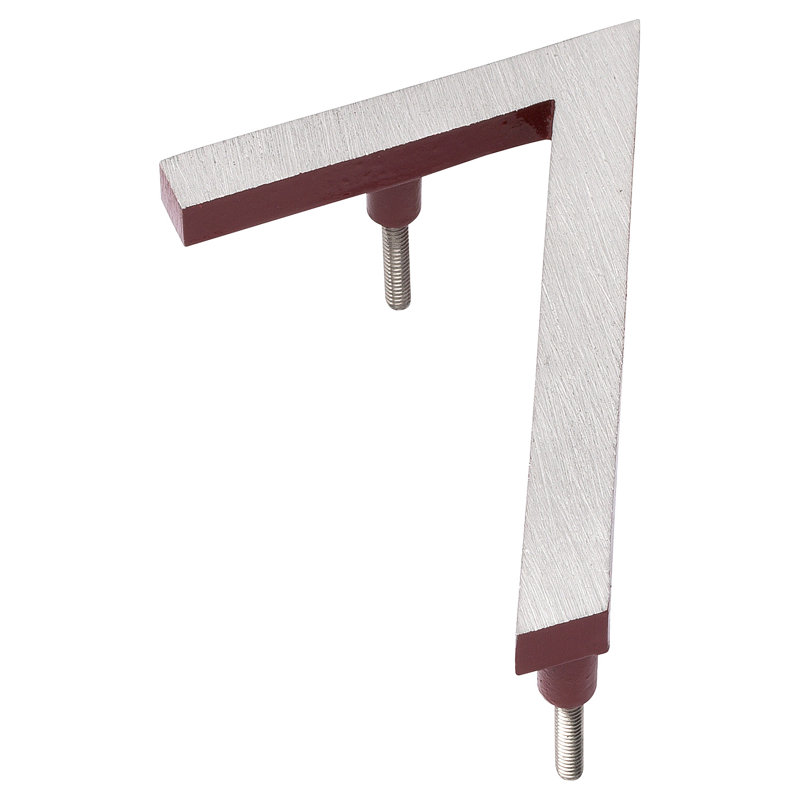 Numéro de maison à fixation flottante 10 po, 7, Nickel satiné / rouge brique