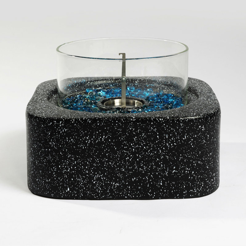 Tabletop Fire Pit With Glass Wind Guard