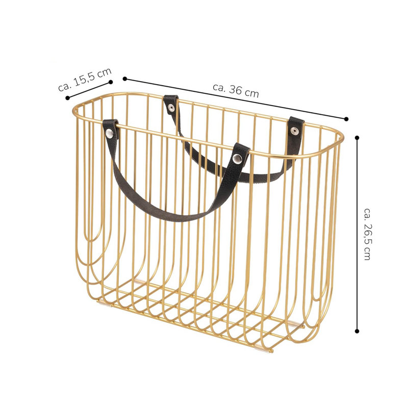 Metal Free Standing Magazine Rack, Gold