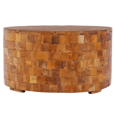 Indurial Solid Wood Drum Coffee Table