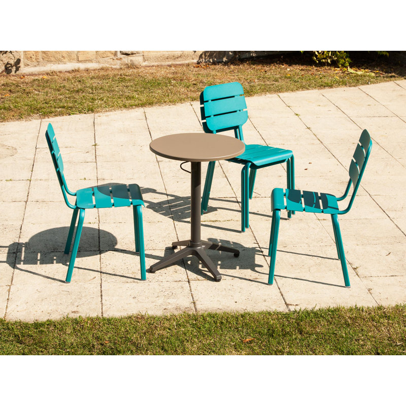 Aule Round Metal Folding Outdoor Bistro Table , 55.5cm cm W 55.5cm cm D, Mocha Brown