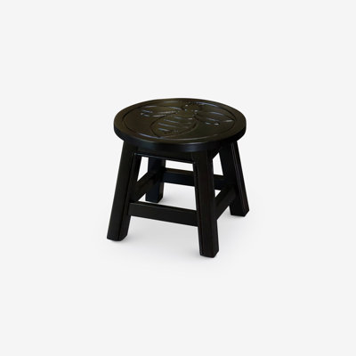 Carved Wooden Step Stool, Queen Bee, Espresso