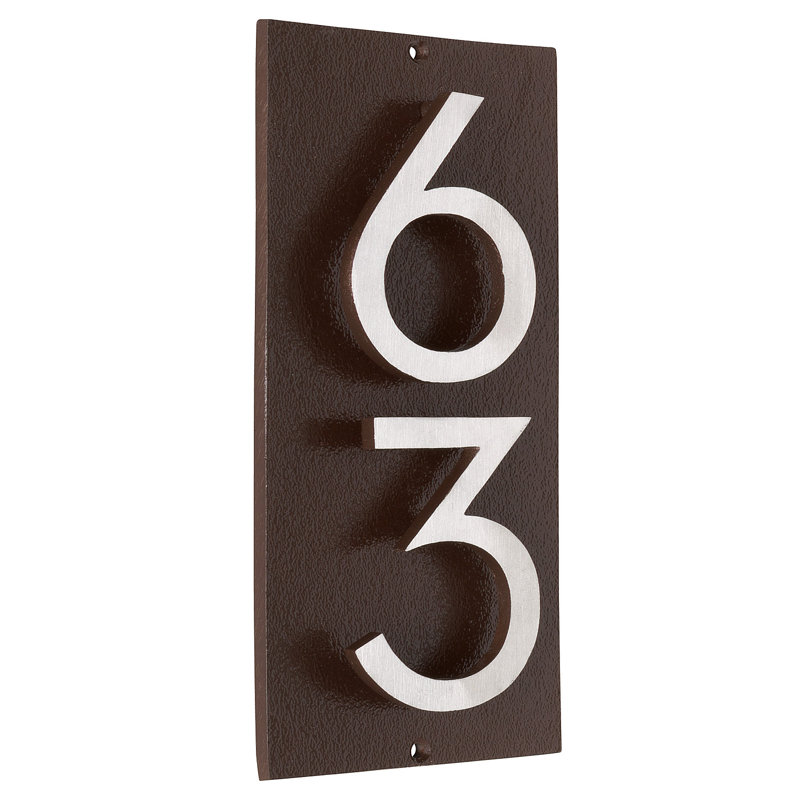 Plaque d’adresse murale sur 1 ligne flottante, Bronze romain, Nickel satiné deux tons, Oui