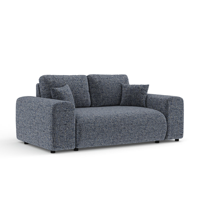 Two-seater square arms loveseat sofa, Navy