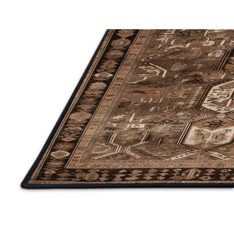 Machine Washable Turkish Brown Area Rug, Runner 2' x 4'