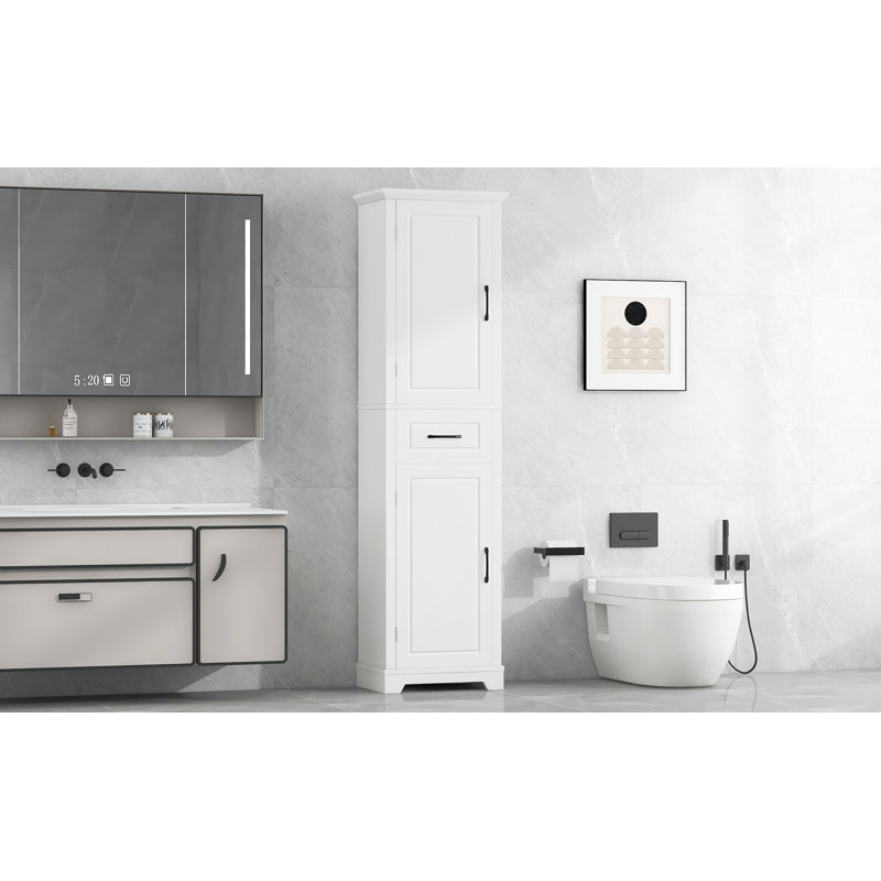 Tall Bathroom Storage Cabinet, Freestanding Storage Cabinet With Two Doors And Adjustable Shelves