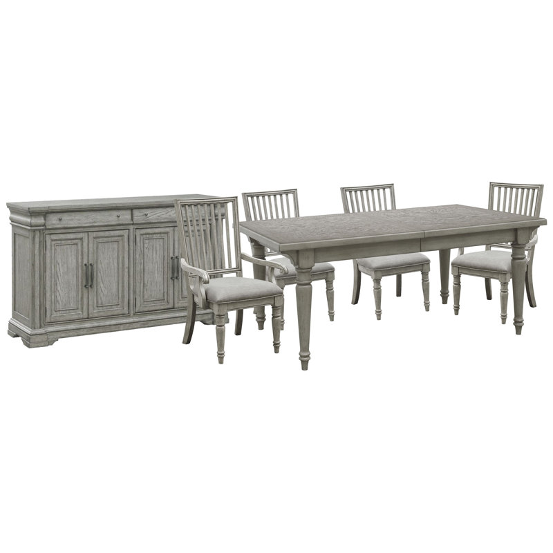 Table de salle à manger avec 2 chaises d'appoint Branice Farmhouse Leg, 6 pièces: table, 4 chaises, desserte