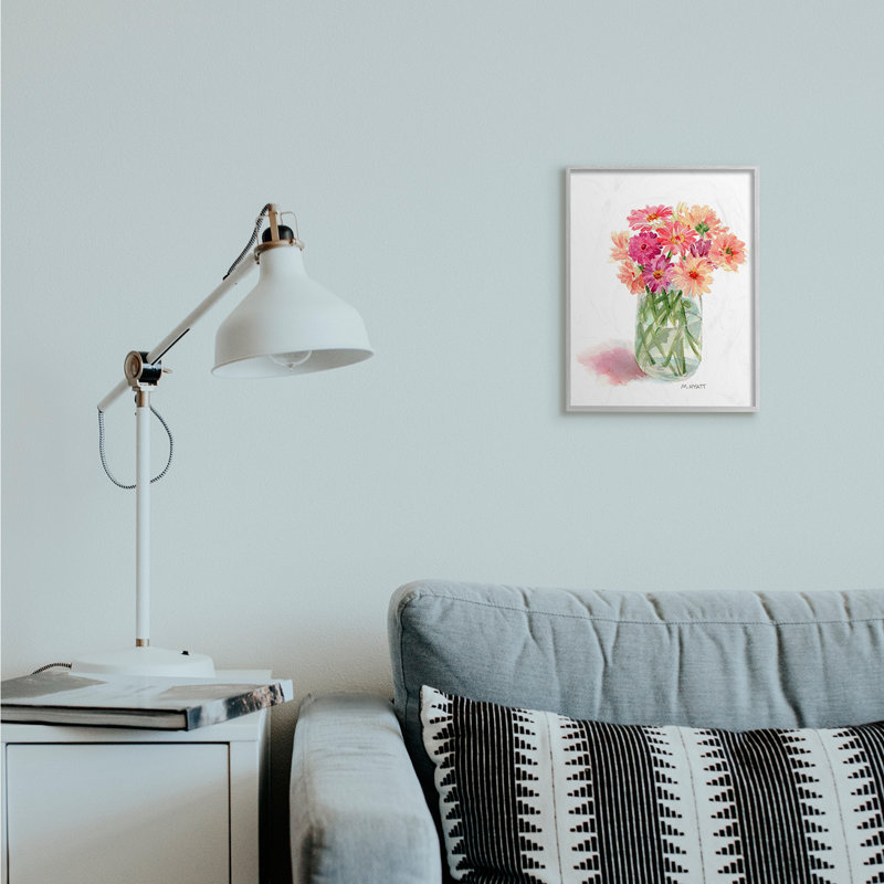 Bouquet d'aquarelles roses en pot en conserve, Estampe numérique Farmhouse, H 14 po x l 11 po