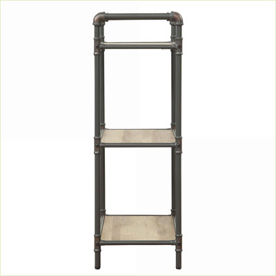 Bibliothèque industrielle à 3 niveaux, chêne antique Gris clair | Bois et métal | Industriel