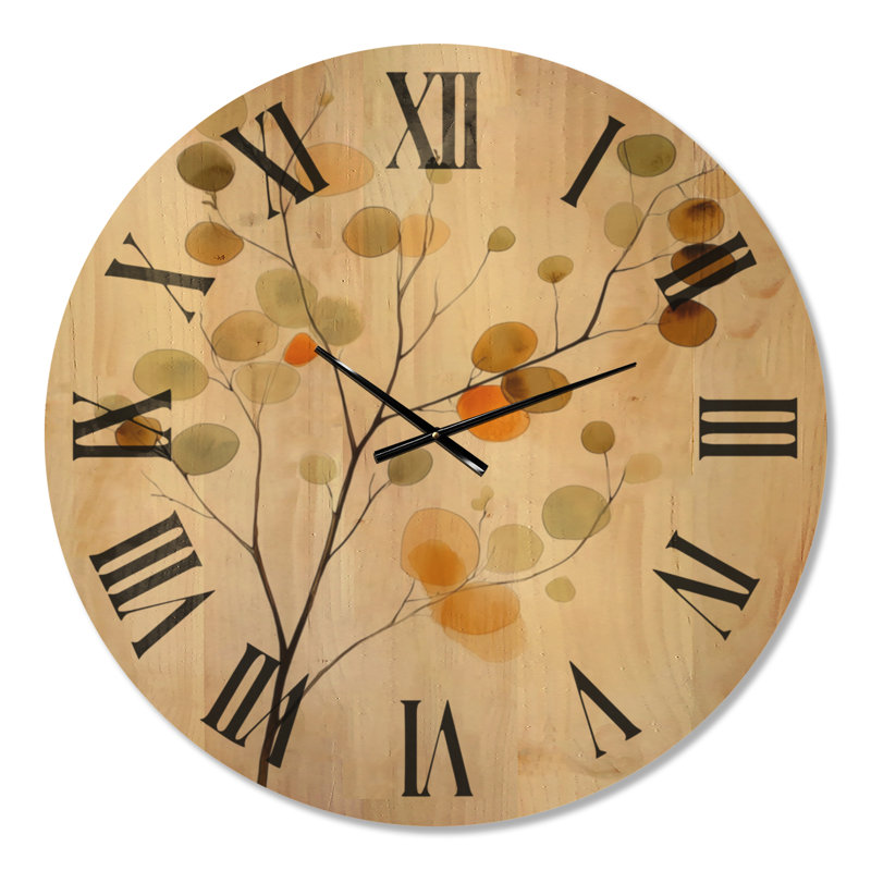 Horloge murale Sage Coin Branch - Japandi en bois massif, Extra Large
