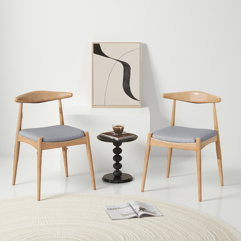 Ensemble de 2 chaises de salle à manger de style Mid-Century moderne - Cadre ergonomique en bois d'hévéa avec coussins moelleux