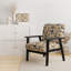 Vintage Ivory Flower Symphony - Upholstered Farmhouse Arm Chair, Beige Accent Chair