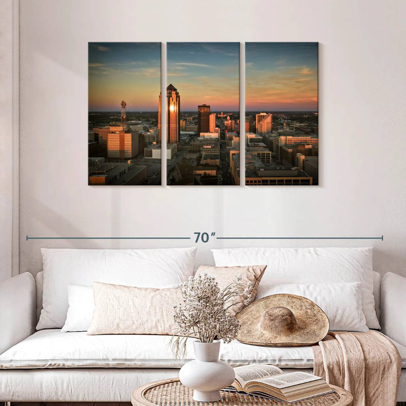 Des Moines, crépuscule, horizon, H 28 po x l 45 po