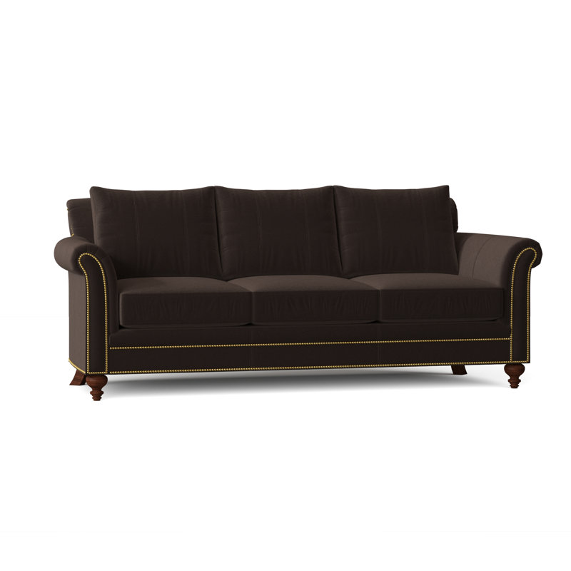 Richardson Sofa, Aline Fumo Genuine Leather, Mahogany, French Natural