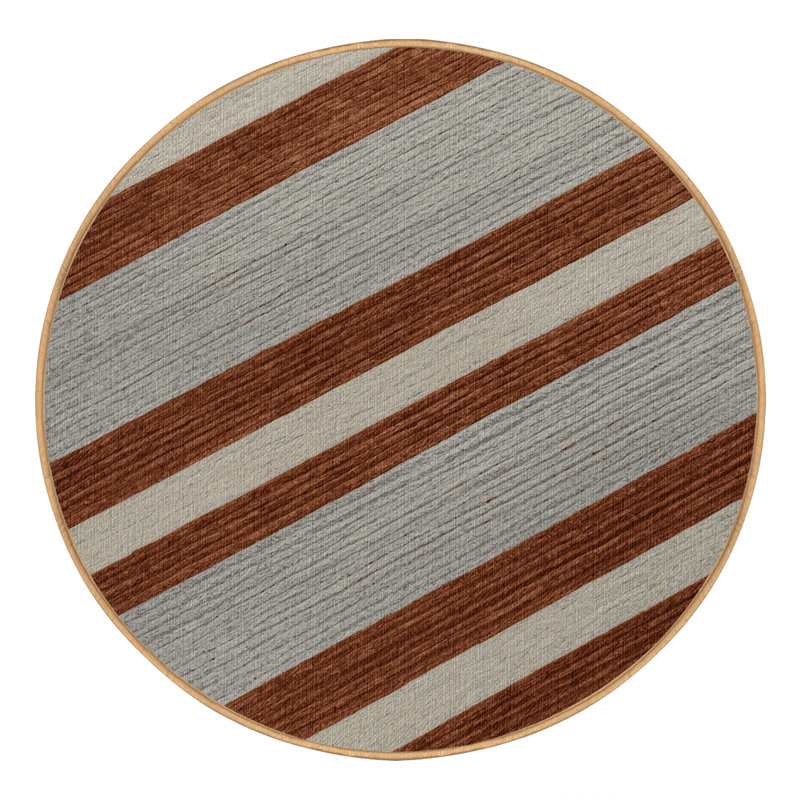  Tapis lavable rayé gris clair Auburn, Rond 6 pi