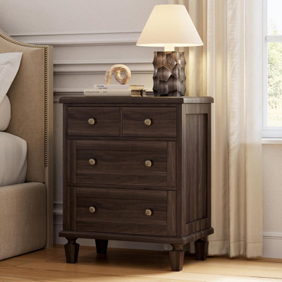 4-Drawer Dresser, Carved Handles & Tapered Legs Design, Wood Chest with Large Storage for Bedroom, Living Room & Entryway