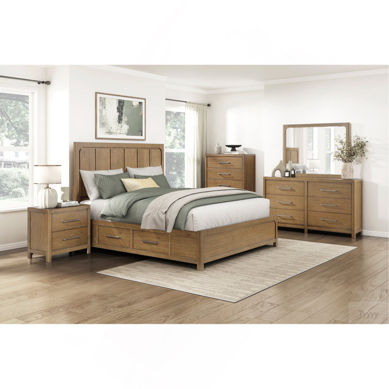 Commode de rangement 5 tiroirs brun clair