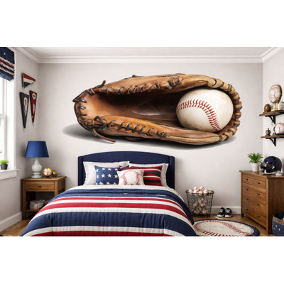 Baseball Glove Wall Decal, Baseball Wall Sticker, Room Wall Art, Sports Nursery Decor, Playroom Mural, 