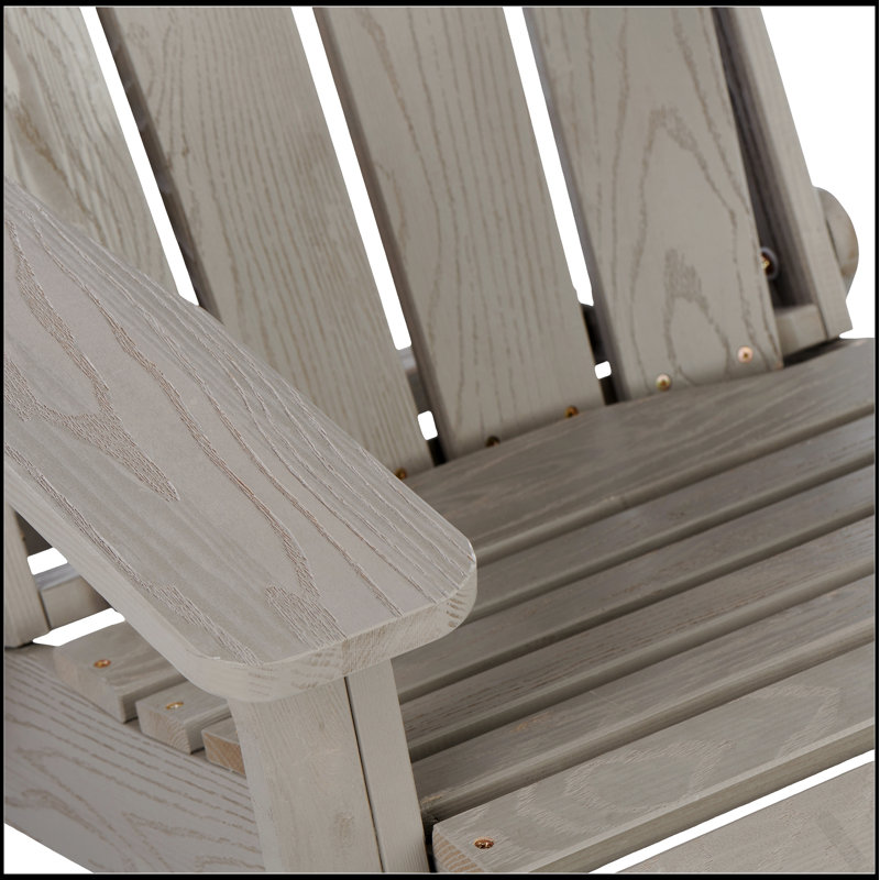 Oversize Embossed Wooden Outdoor Folding Adirondack Chair With Pre-Assembled Backrest & Seatboard,  For Patio And Garden Relaxation