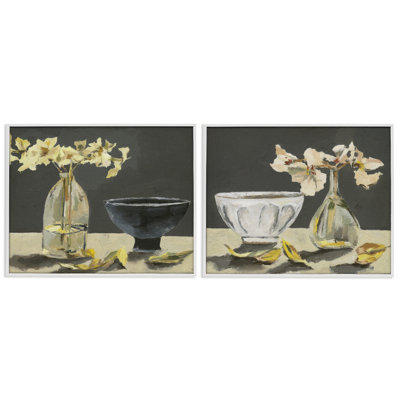 «Elegy in Neutral Still Life», ensemble de 2 giclées encadrées noires, design par Melissa Wang