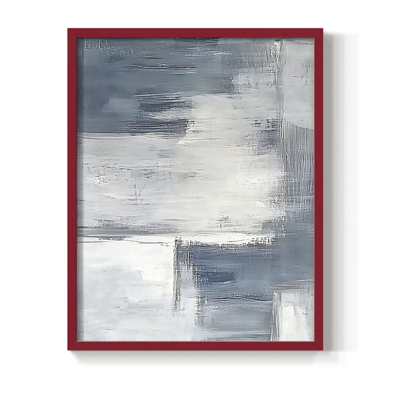 Abstrait, encadré, prêt à accrocher , Rouge, H 10 po x l 8 po