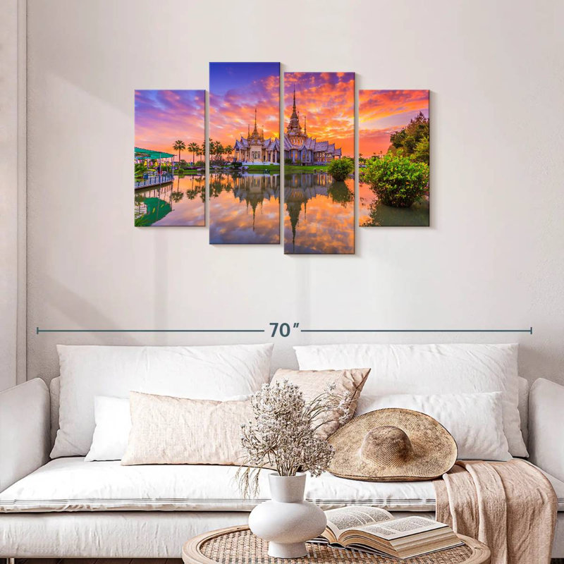 Coucher de soleil au temple de Non Kum, H 27 po x l 43 po
