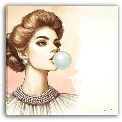 Elegant Bubblegum Portrait Canvas Art